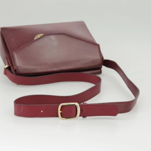 CELINE Shoulder Bag Leather Wine Red Gold Auth - Picture 7 of 15